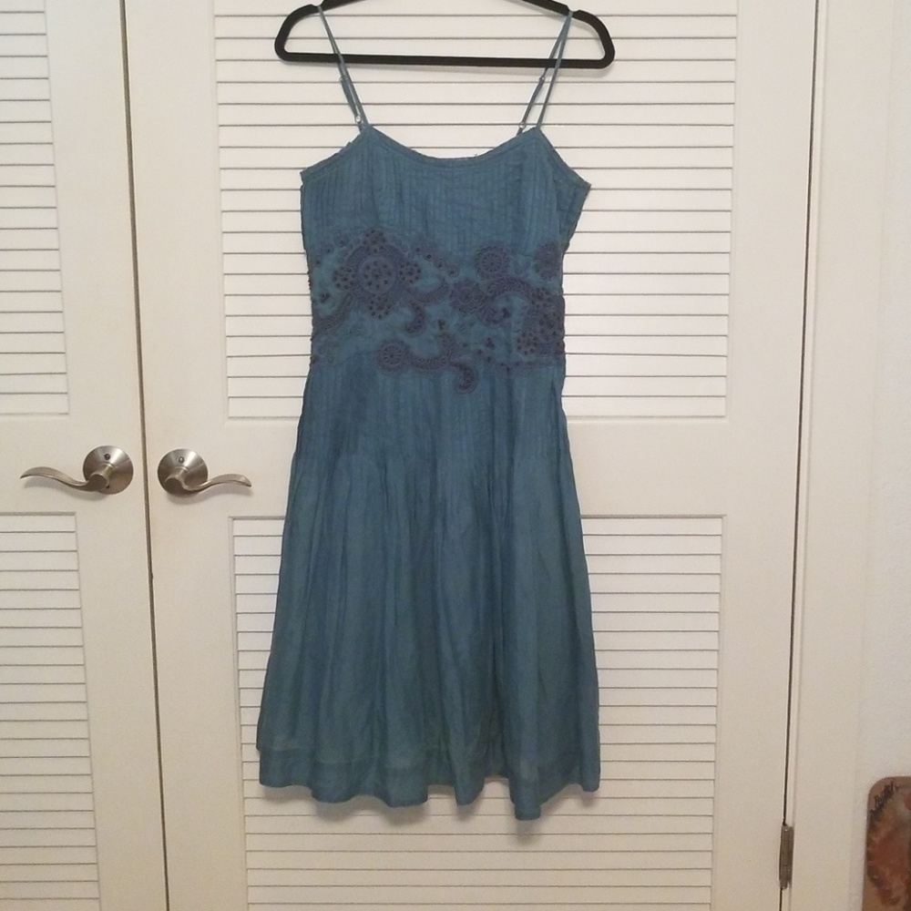 Odille Teal Blue Beaded Tea Dress